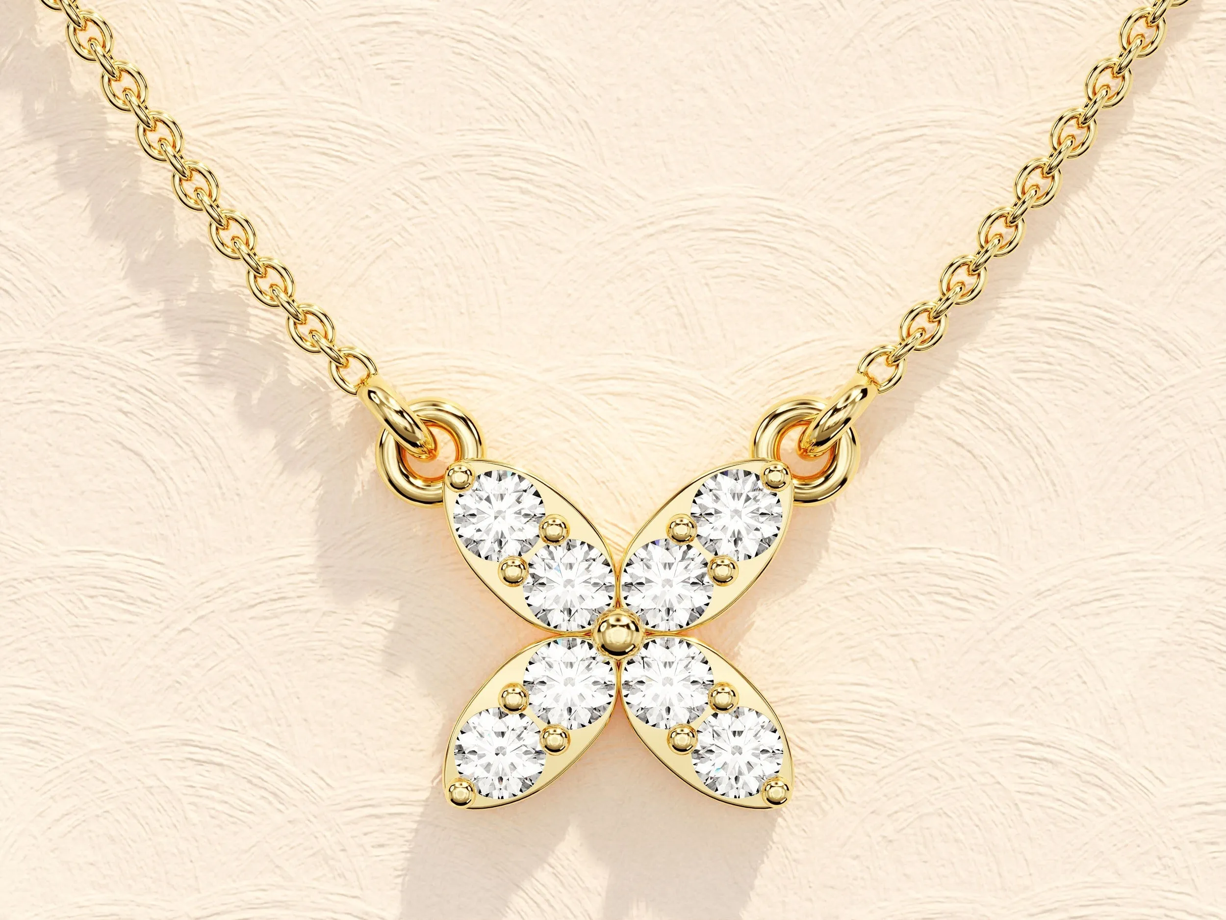 0.24 TCW Round Moissanite Diamond Clover Necklace