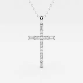 0.24 TCW Round Moissanite Diamond Cross Necklace