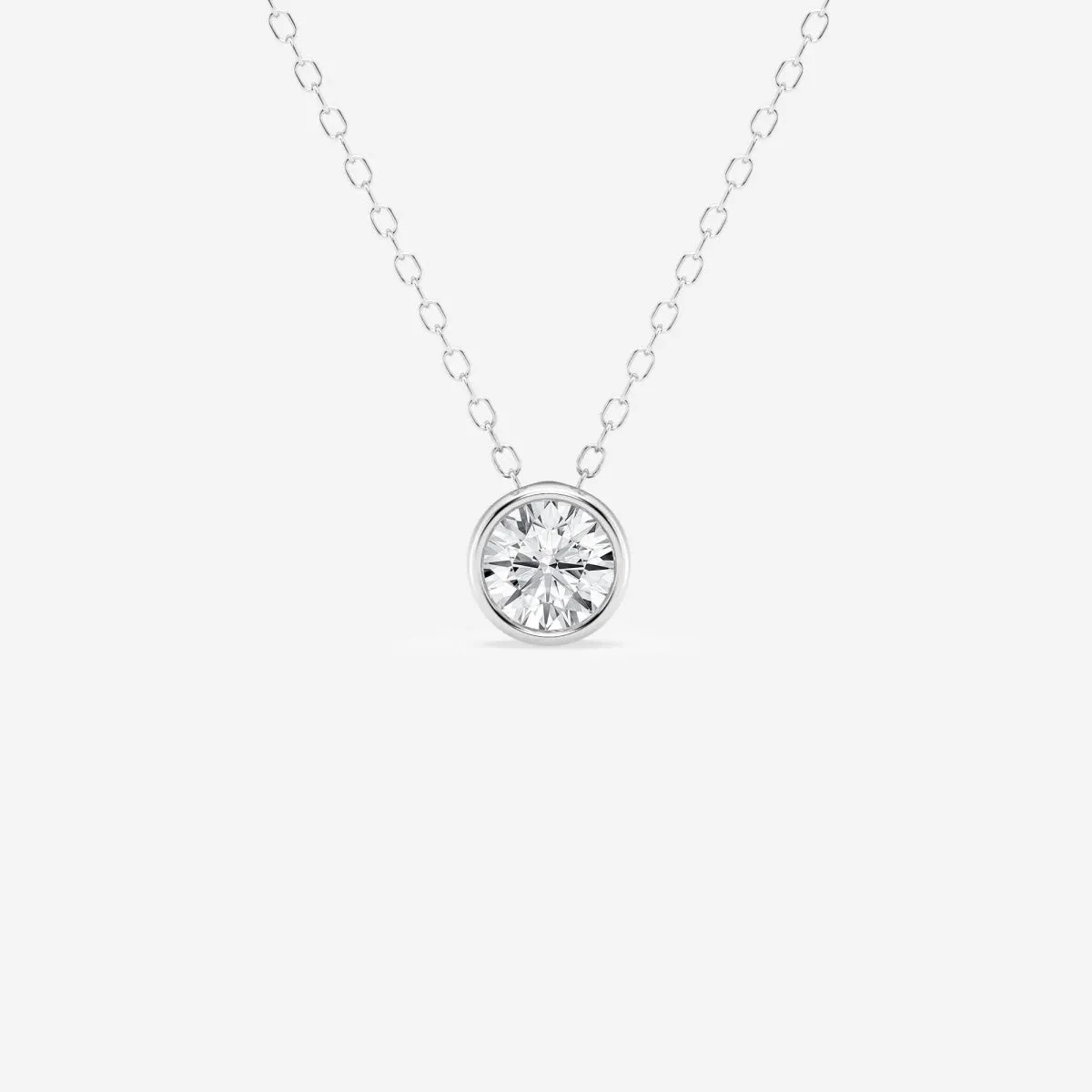 0.50 CT Round Moissanite Diamond Bezel Solitaire Necklace