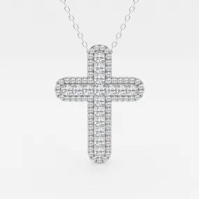 0.76 TCW Round Moissanite Diamond Cross Necklace