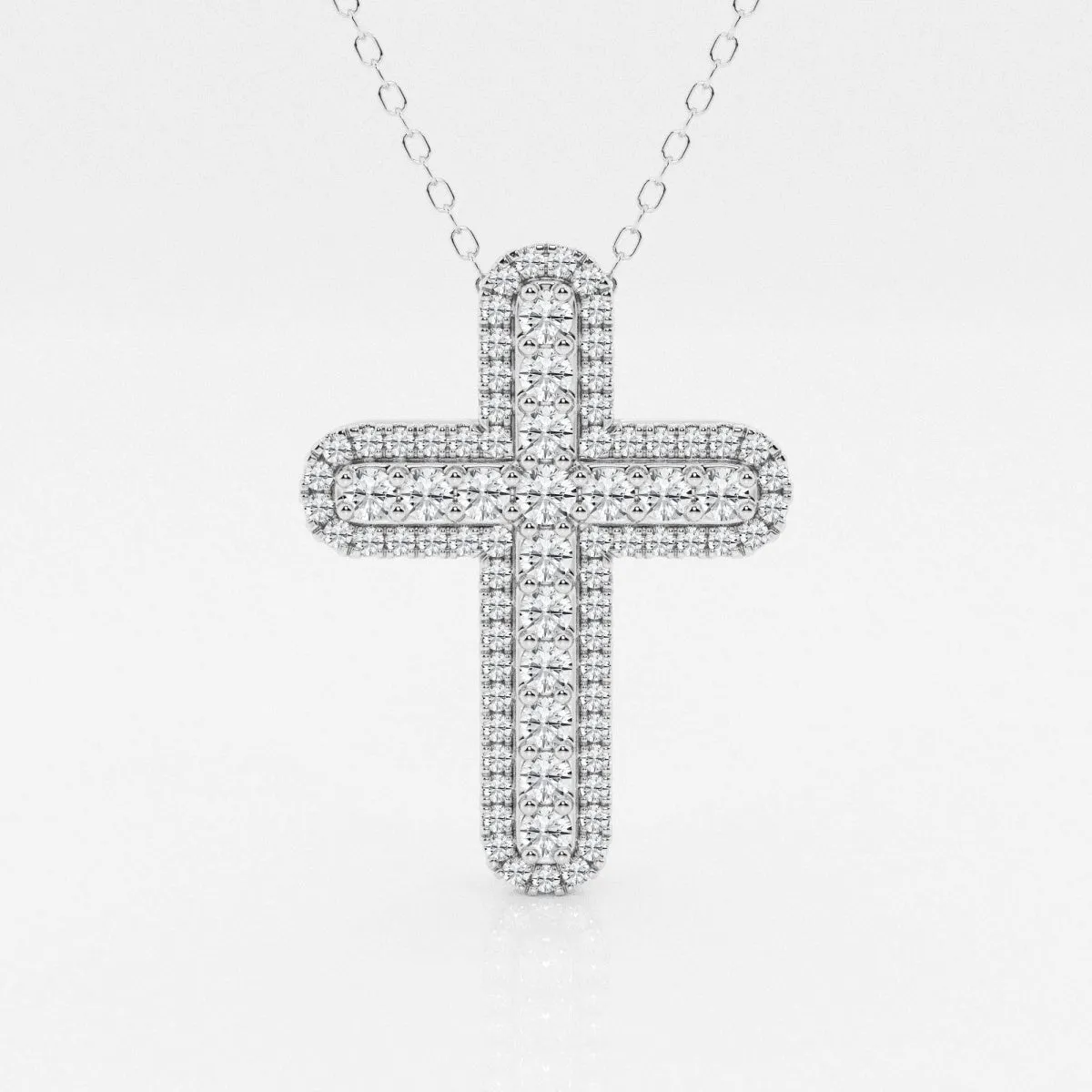 0.76 TCW Round Moissanite Diamond Cross Necklace