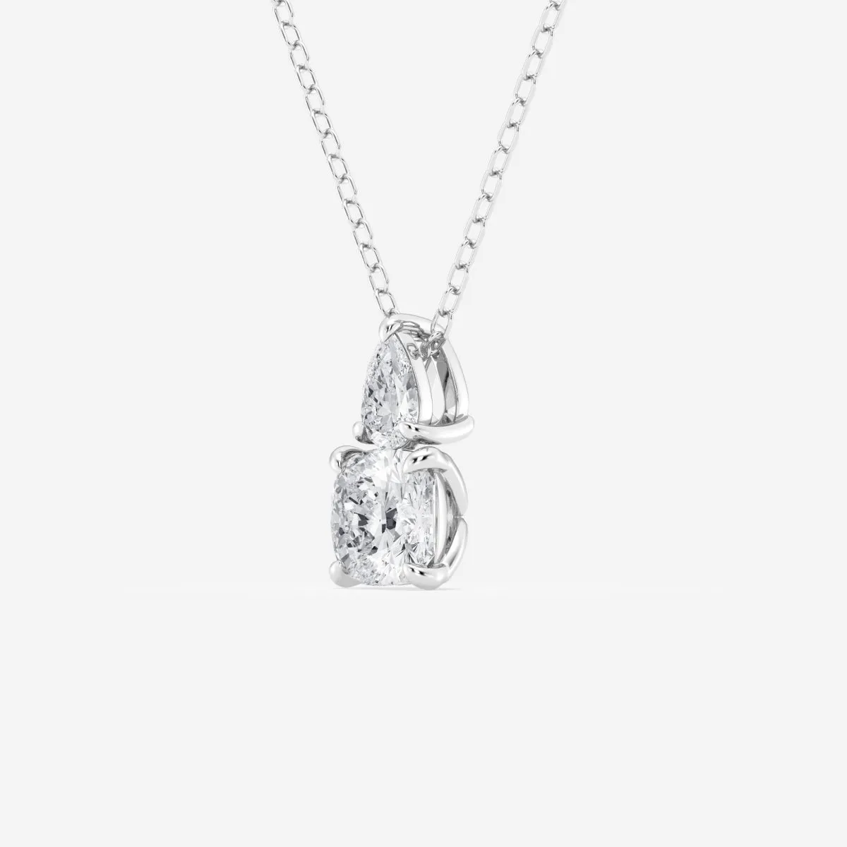 1.0 TCW Cushion & Pear Moissanite Diamond Two Stone Necklace