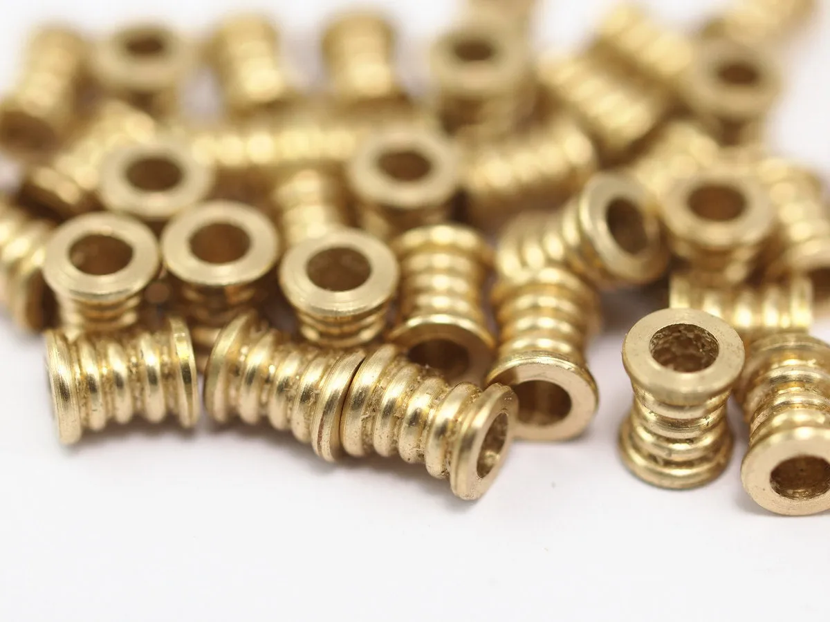 20 Pcs Raw Brass Industrial Tubes, Spacer Beads, Findings (7x6 Mm) D0051