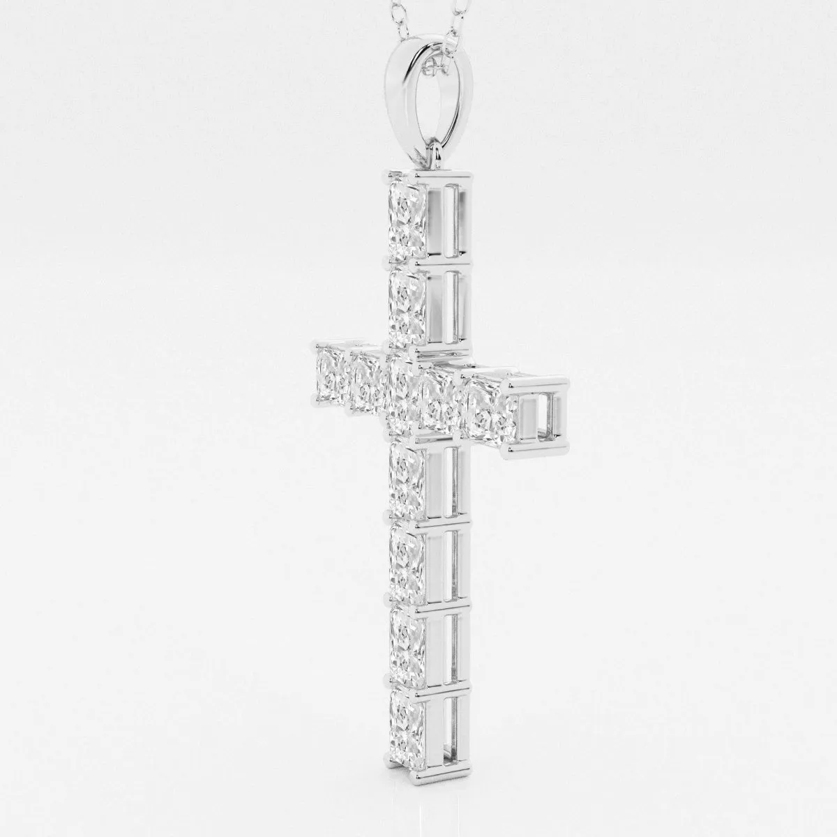 2.06 TCW Radiant Moissanite Diamond Cross Necklace