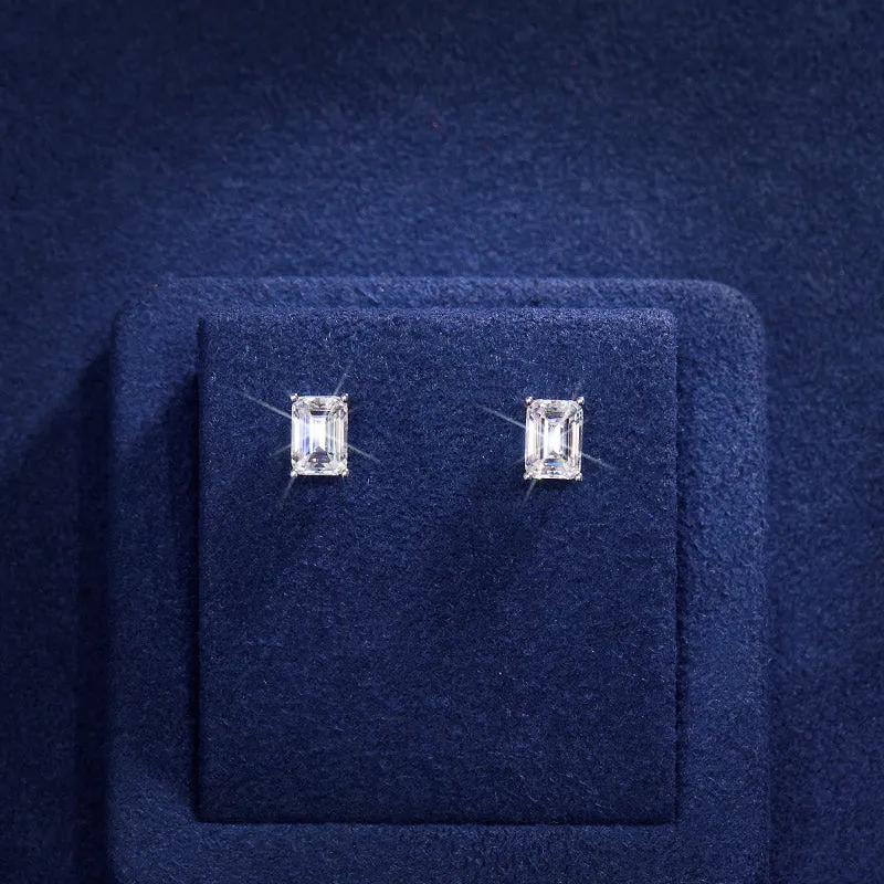 2Pairs S925 Silver Moissanite Stud Earrings