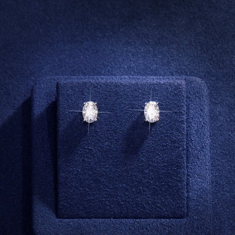 2Pairs S925 Silver Moissanite Stud Earrings