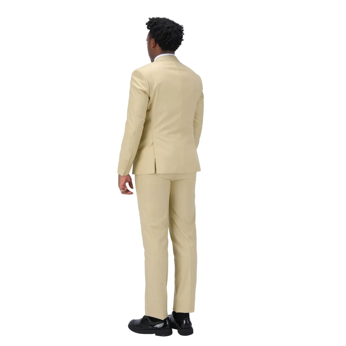 3-Piece One Button Formal Suit Beige Suit