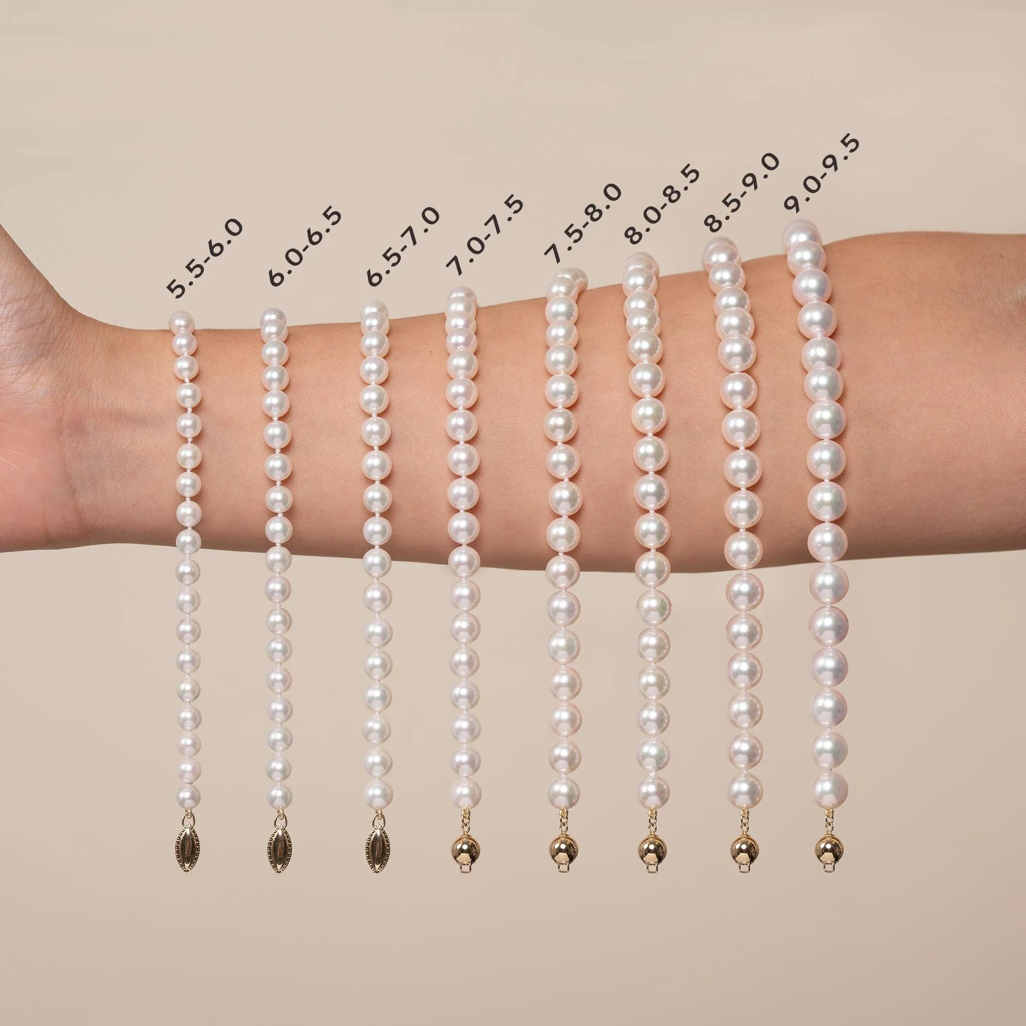 7.0-7.5 mm White Akoya AA  Pearl Bracelet