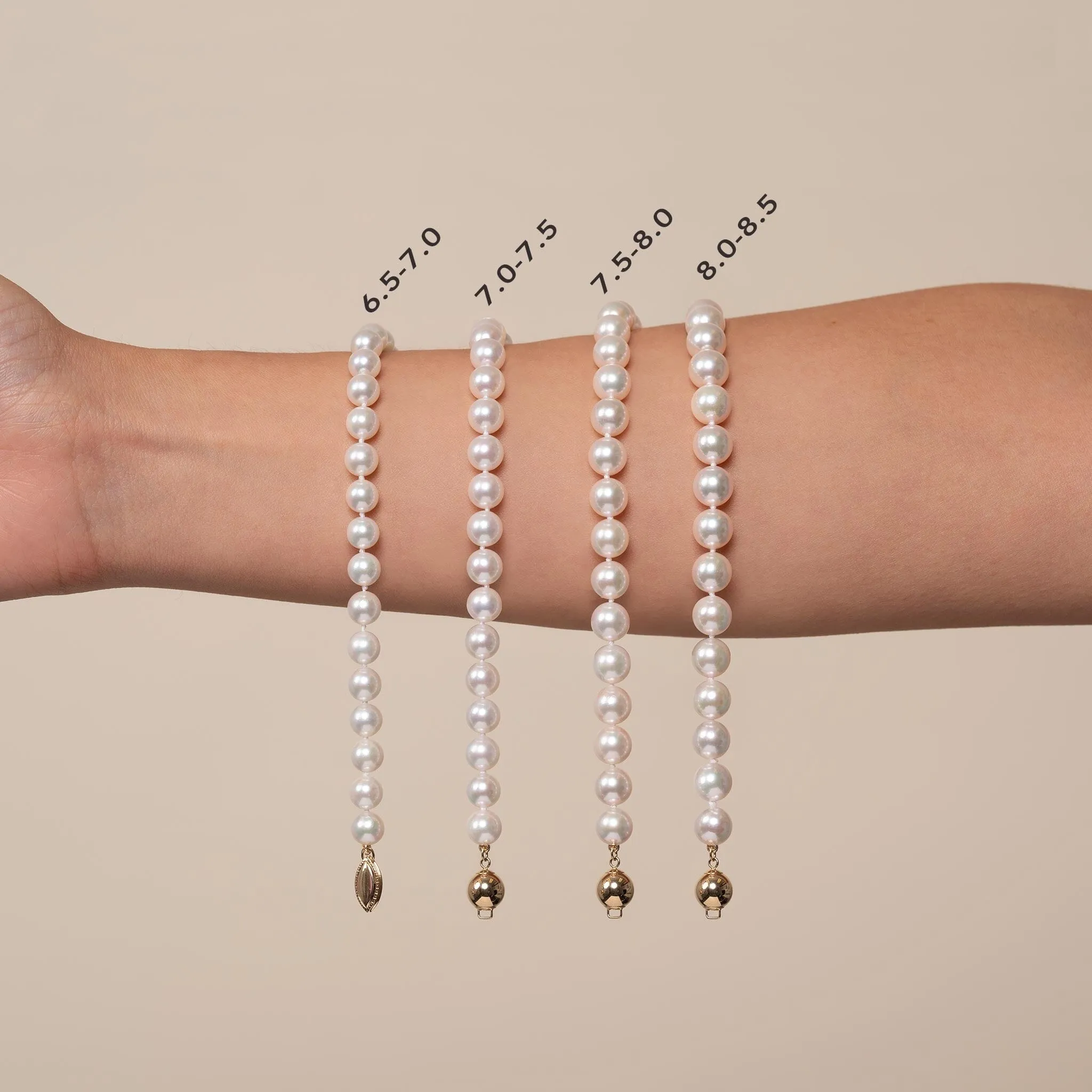 7.0-7.5 mm White Akoya AA  Pearl Bracelet