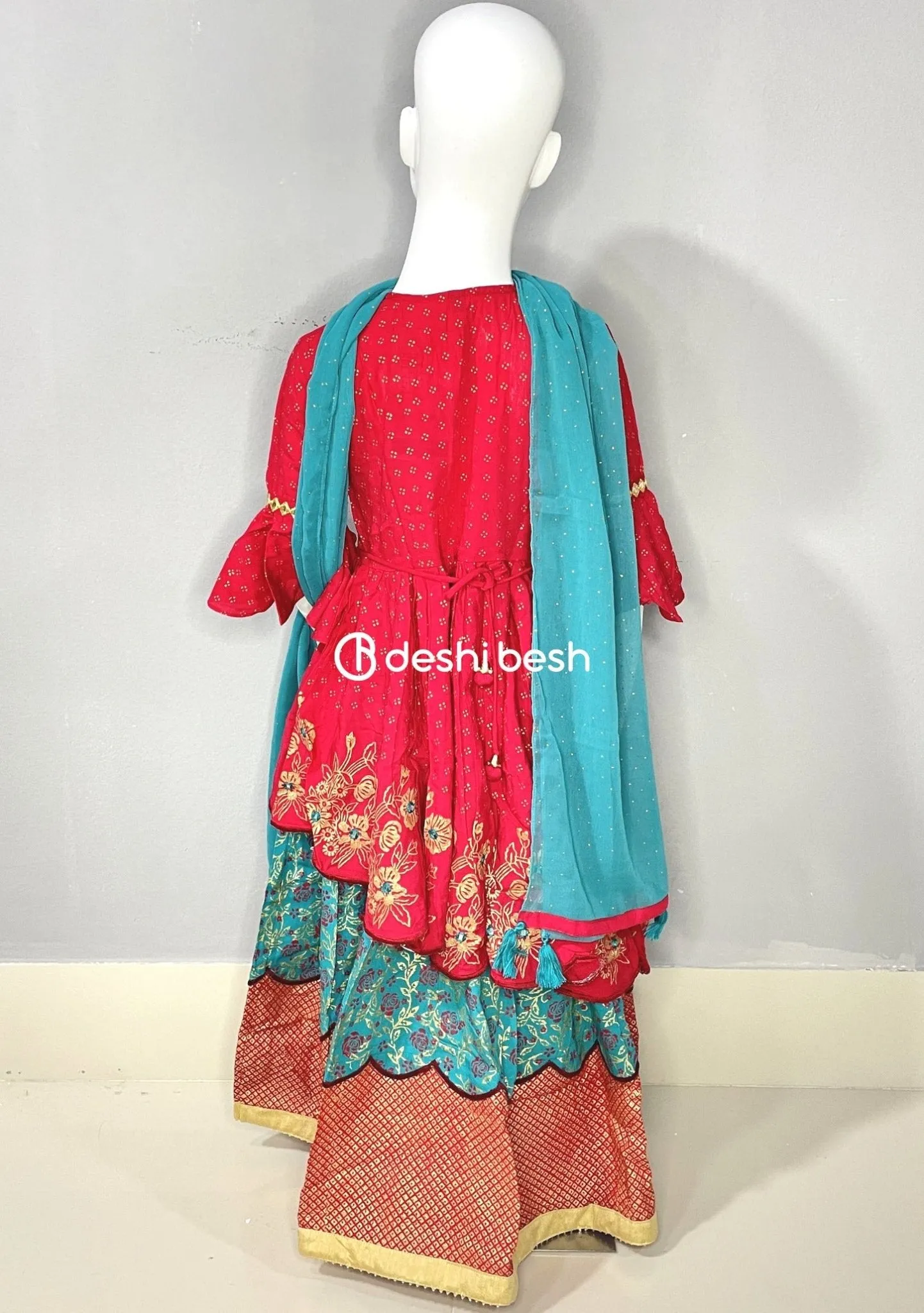 Aarong Printed Embroidered Linen Ghagra Choli