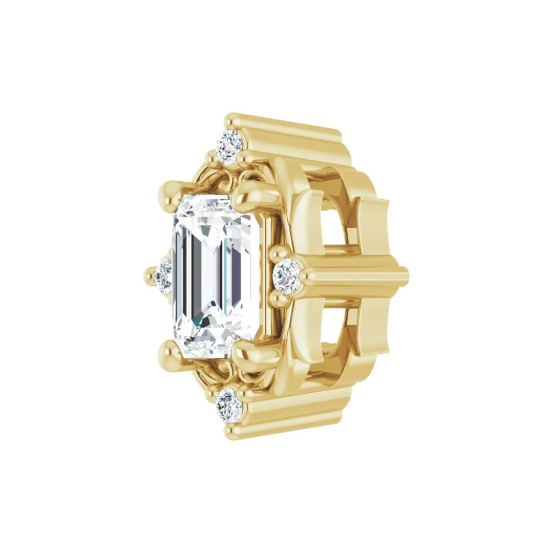 ACCENTED EMERALD CUT DIAMOND SLIDE PENDANT