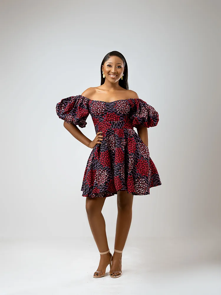 African Print Eva mini Flared dress