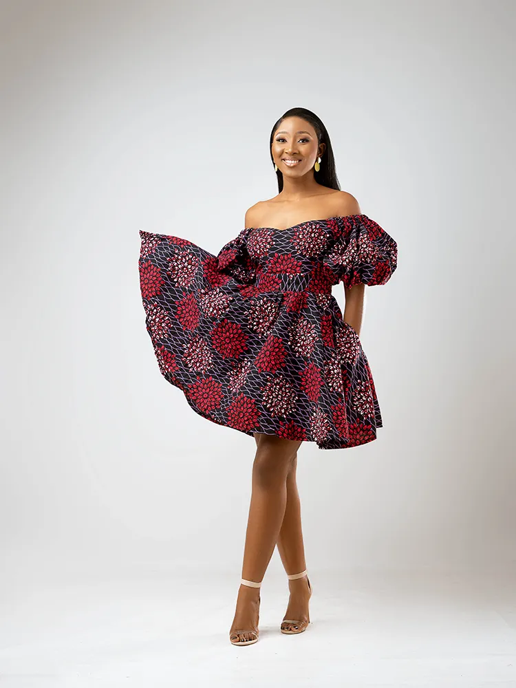 African Print Eva mini Flared dress