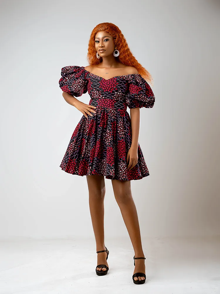 African Print Eva mini Flared dress