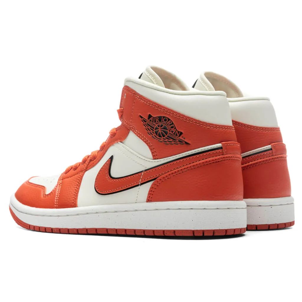 Air Jordan 1 Mid Women's - Coconut Milk/Sport Spice/Black