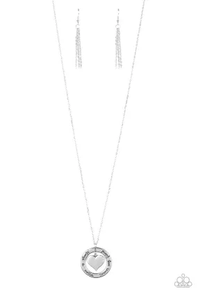 Always A Mother, Forever My Friend White and Silver Heart Necklace - Paparazzi Accessories