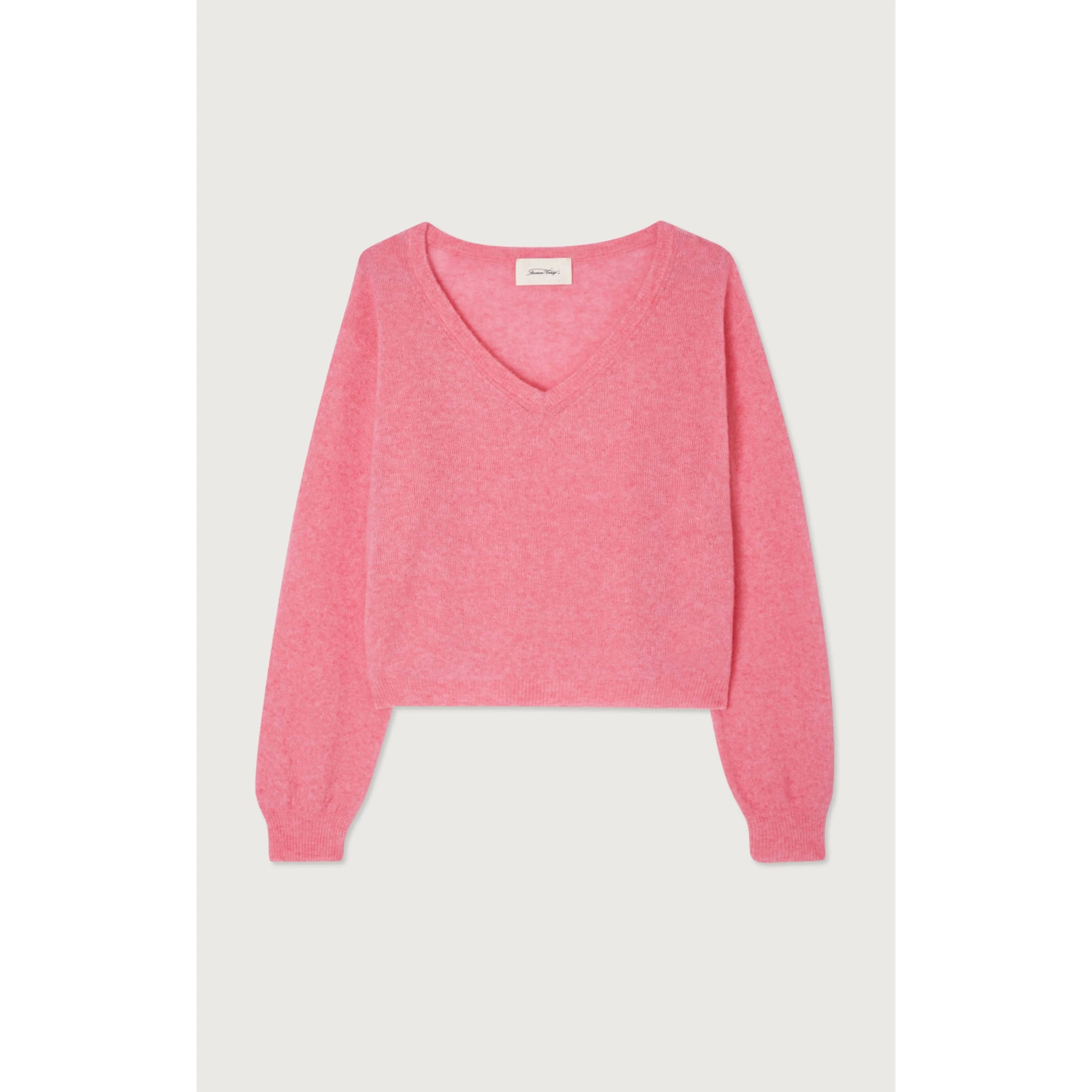 American Vintage V-Neck Razpark Pullover- Pink Candy Melange