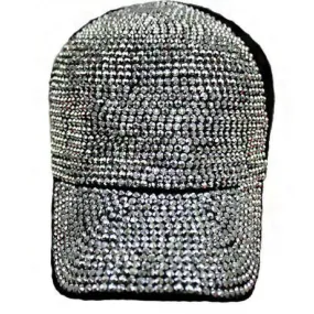 Angora and Wool Fabric BLING All Studs Cap Black