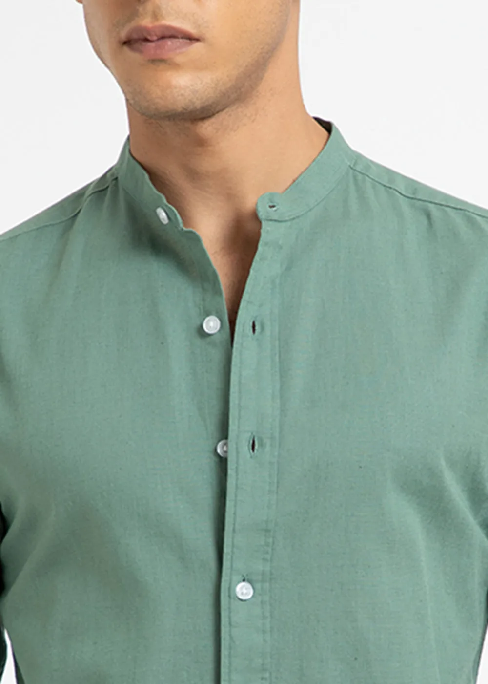 Atlantis Green Cotton Linen Shirt