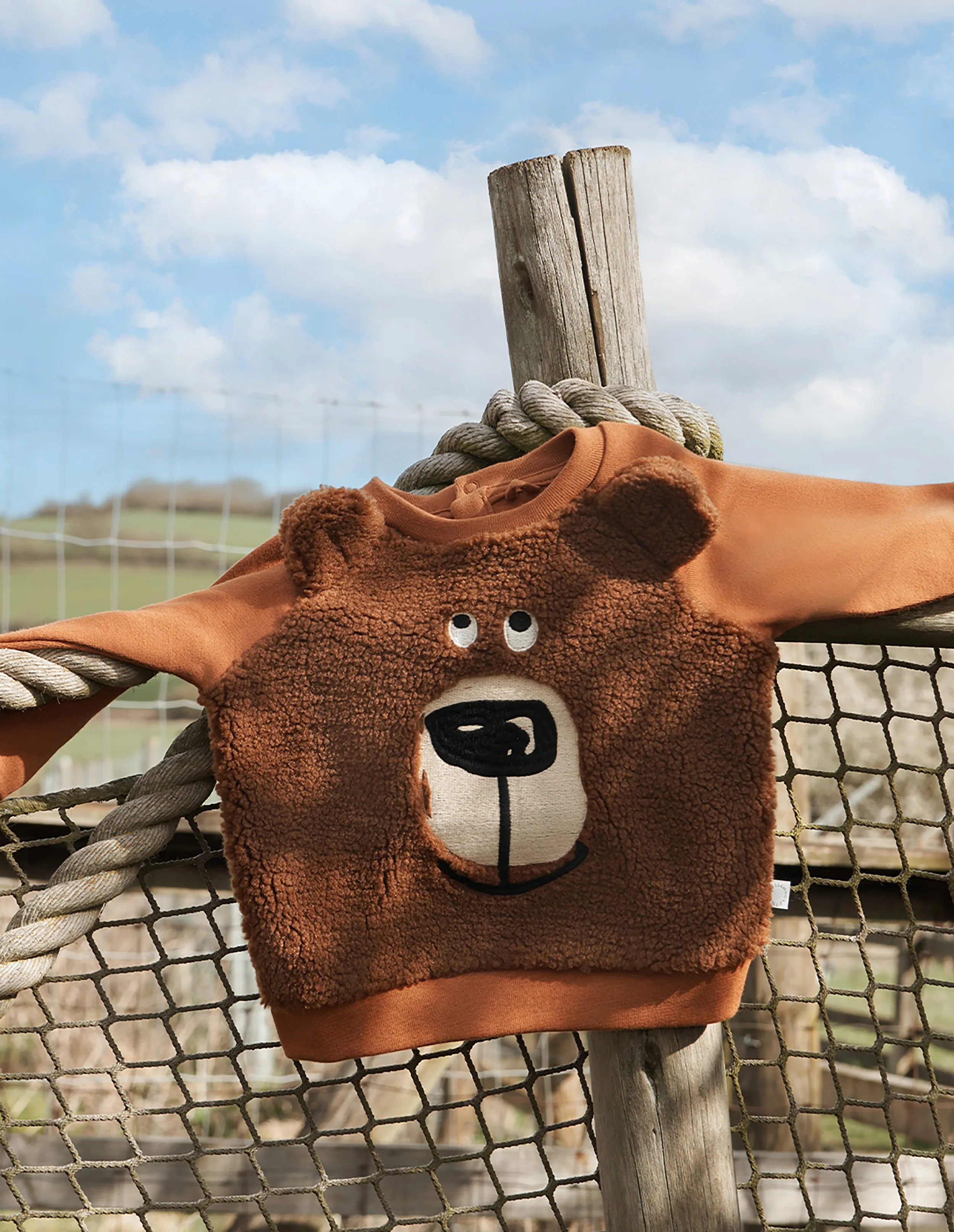 Baby Boys Bear Sweatshirt in Brown