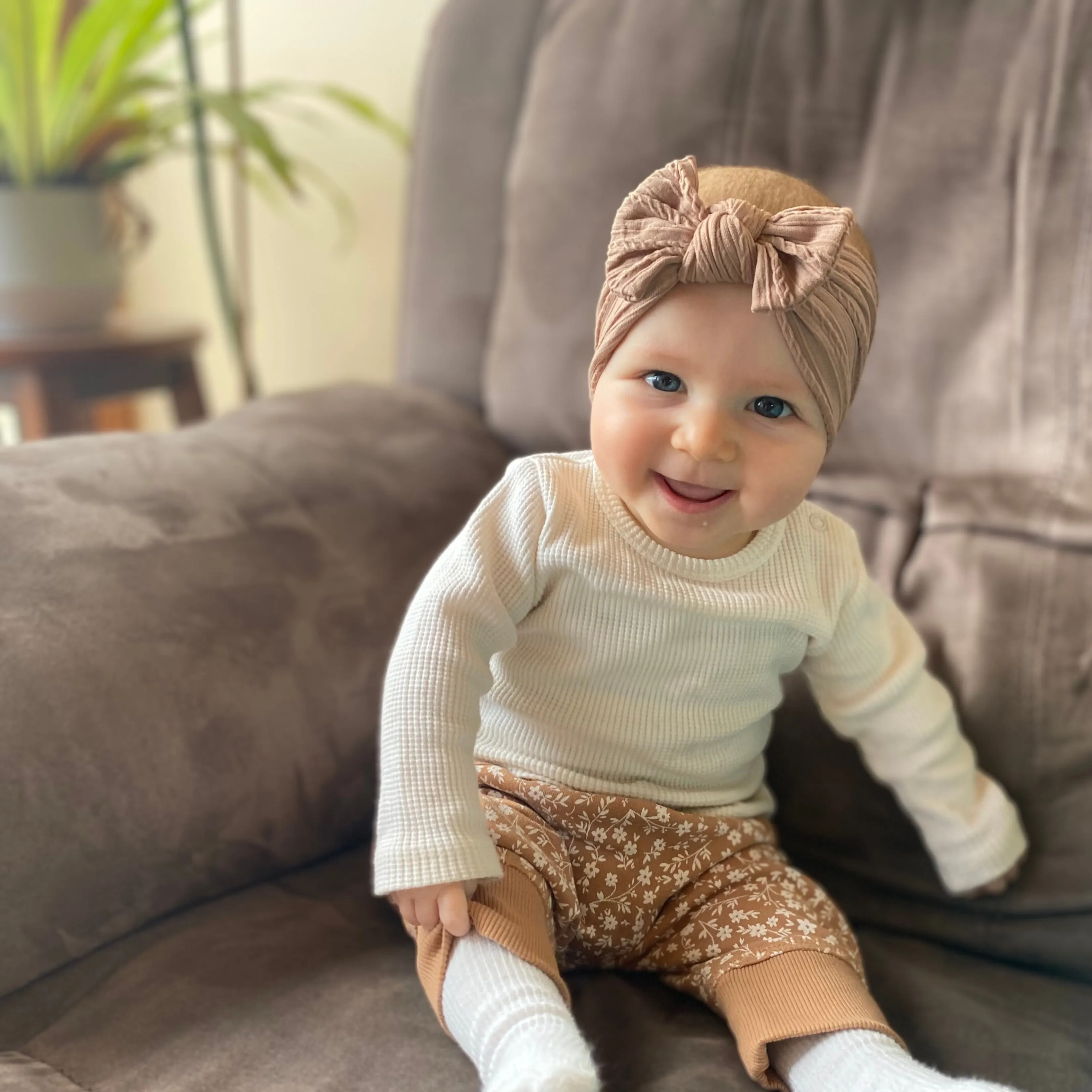 Baby Top Knot Single Bow Headband Fern Green