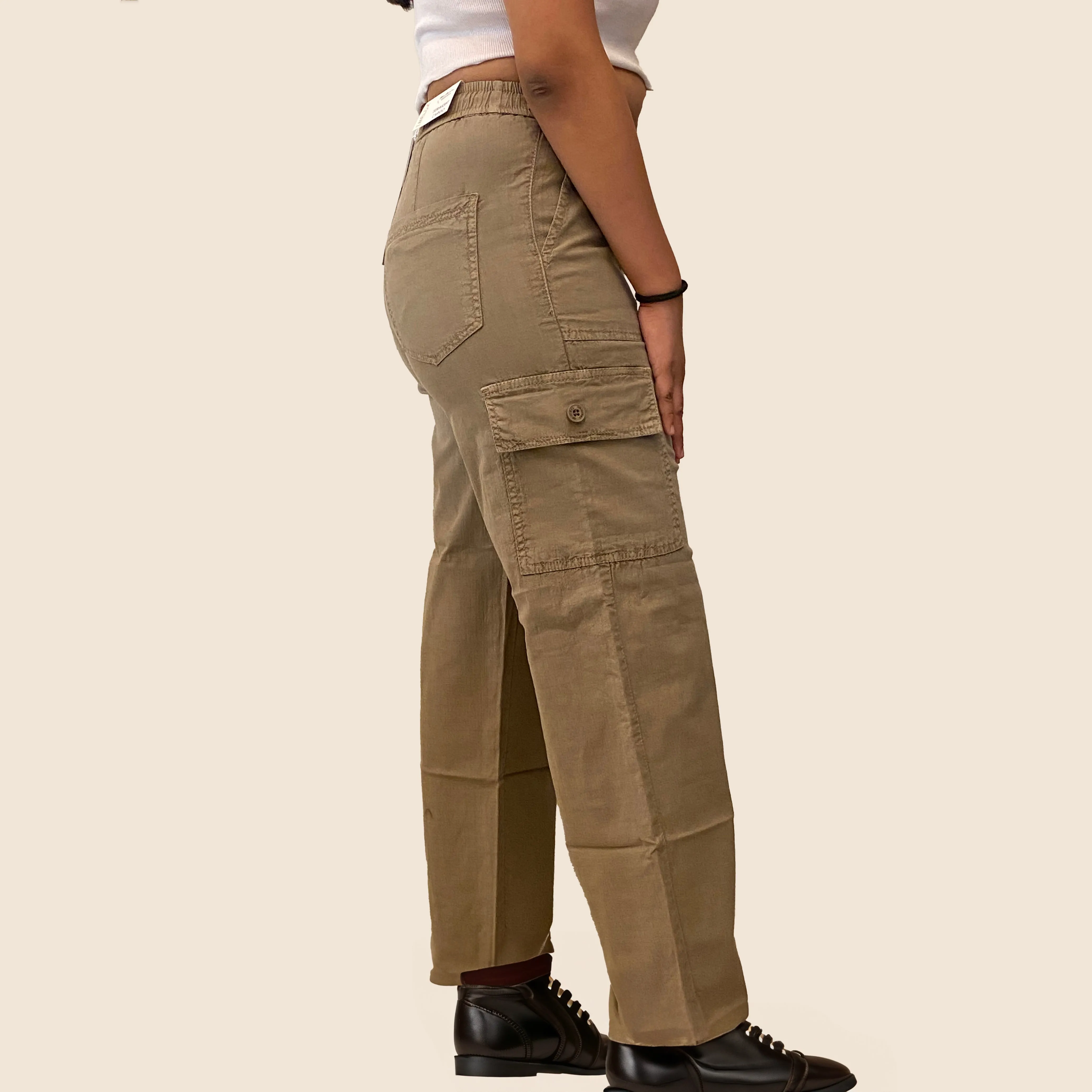 Beige Straight Cargo Pants