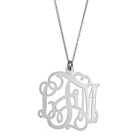 Better Jewelry Fancy Letter MEDIUM .925 Sterling Silver Three-Letter Monogram Pendant with Chain (Made in USA)