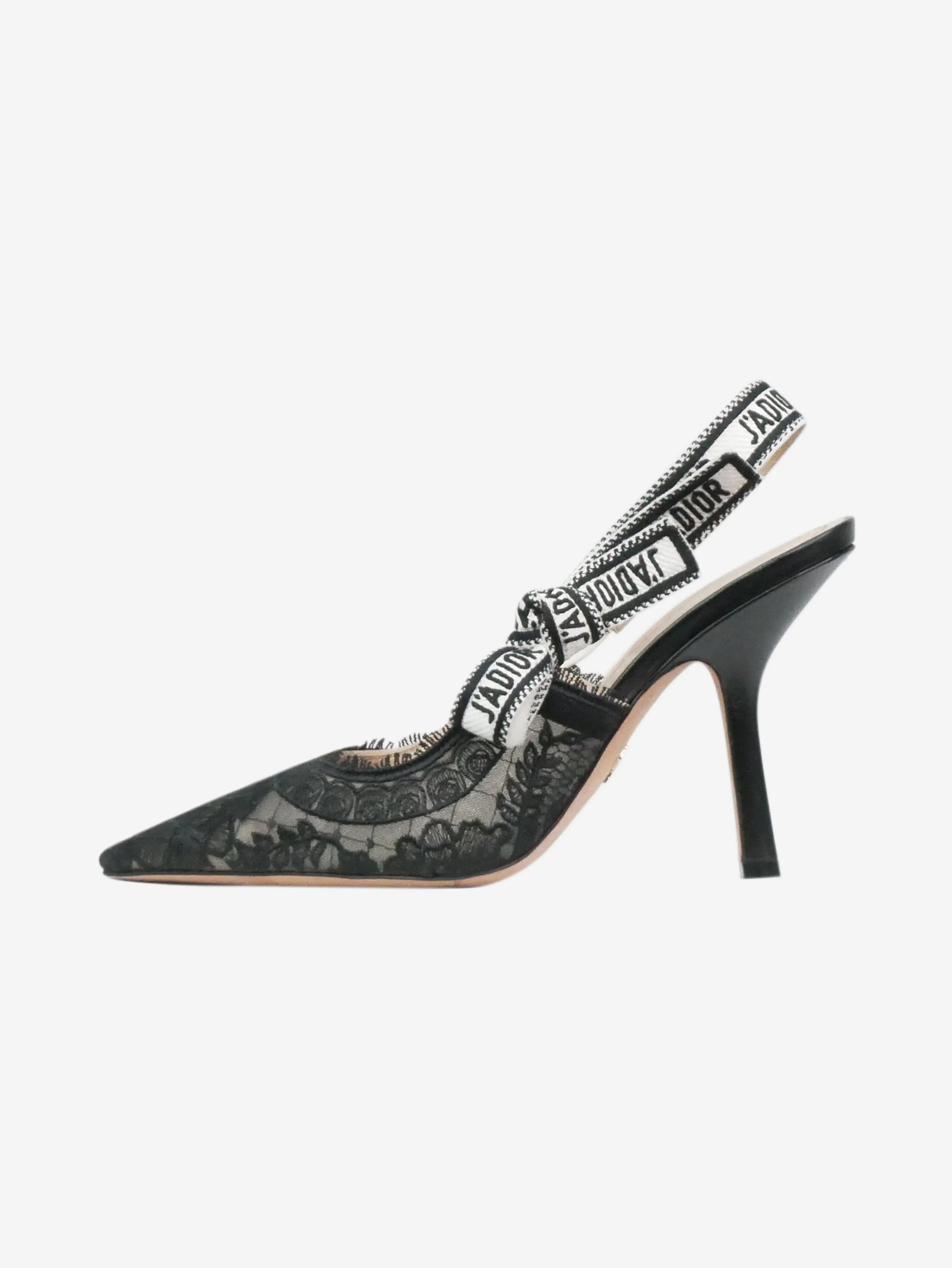 Black J'adior floral lace slingbacks - size EU 37