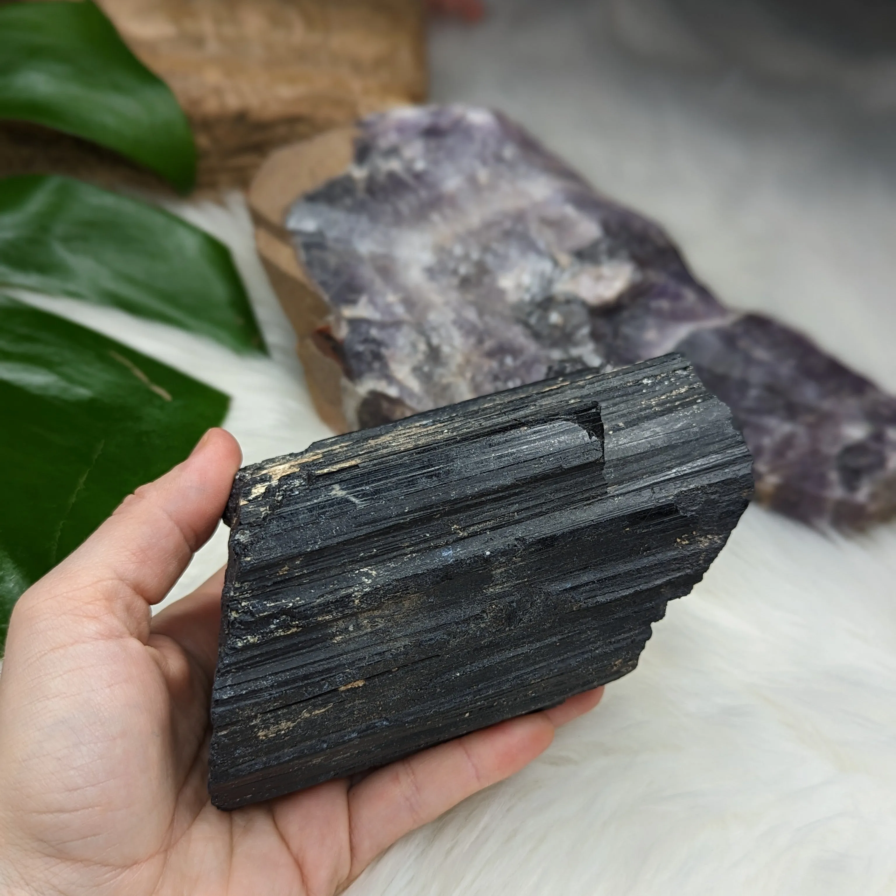 Black Tourmaline Natural Specimen- Chunk of Protective Energy~