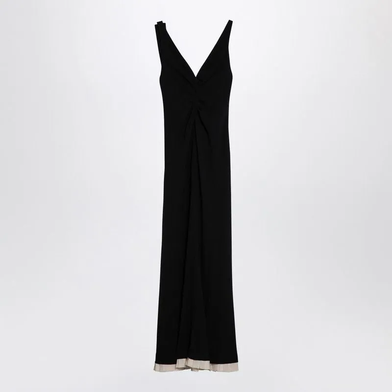 BLACK VISCOSE BLEND LONG DRESS