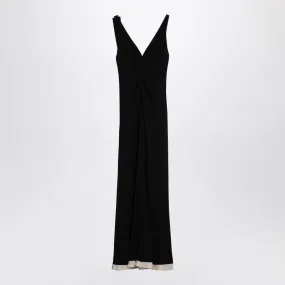 BLACK VISCOSE BLEND LONG DRESS