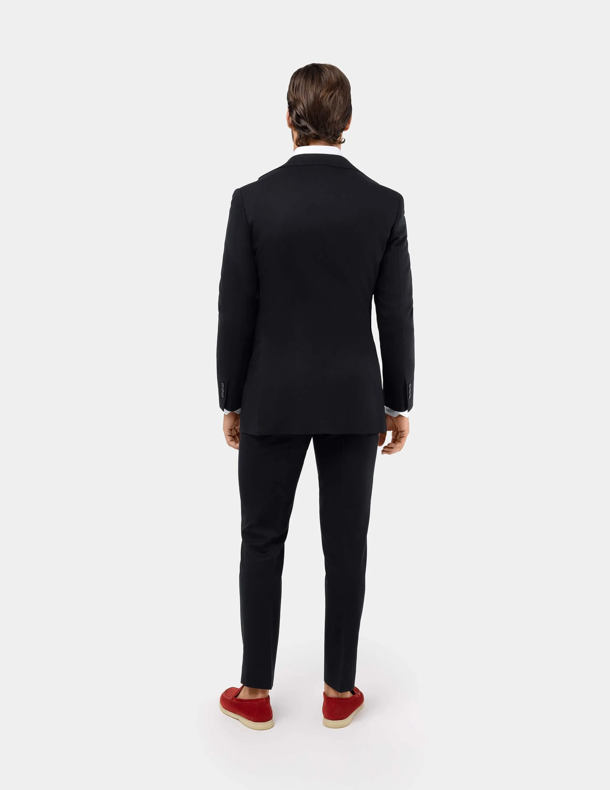 Black Wool Cashmere Notch Suit