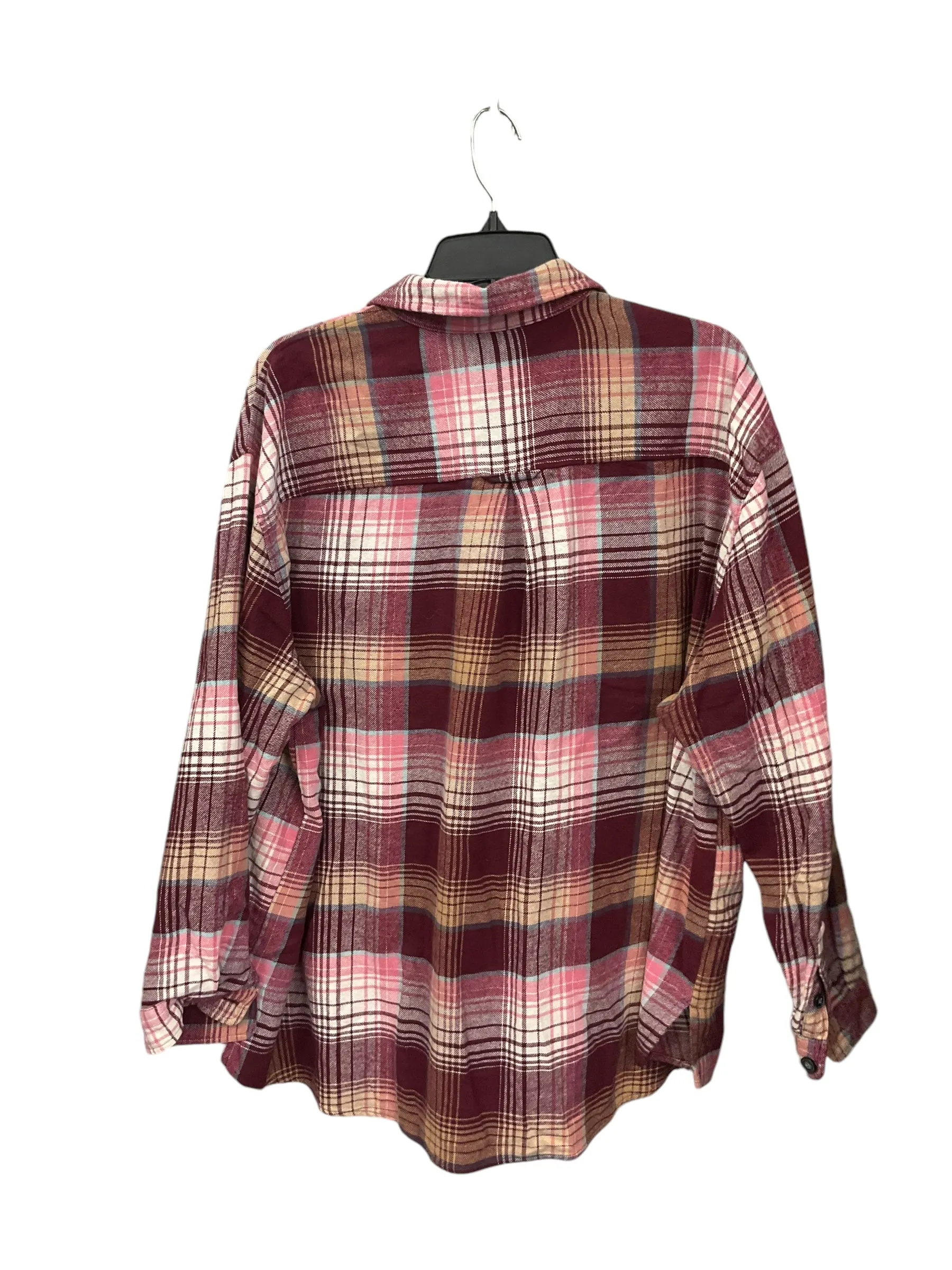 Blouse Long Sleeve By Old Navy In Plaid Pattern, Size: Xl