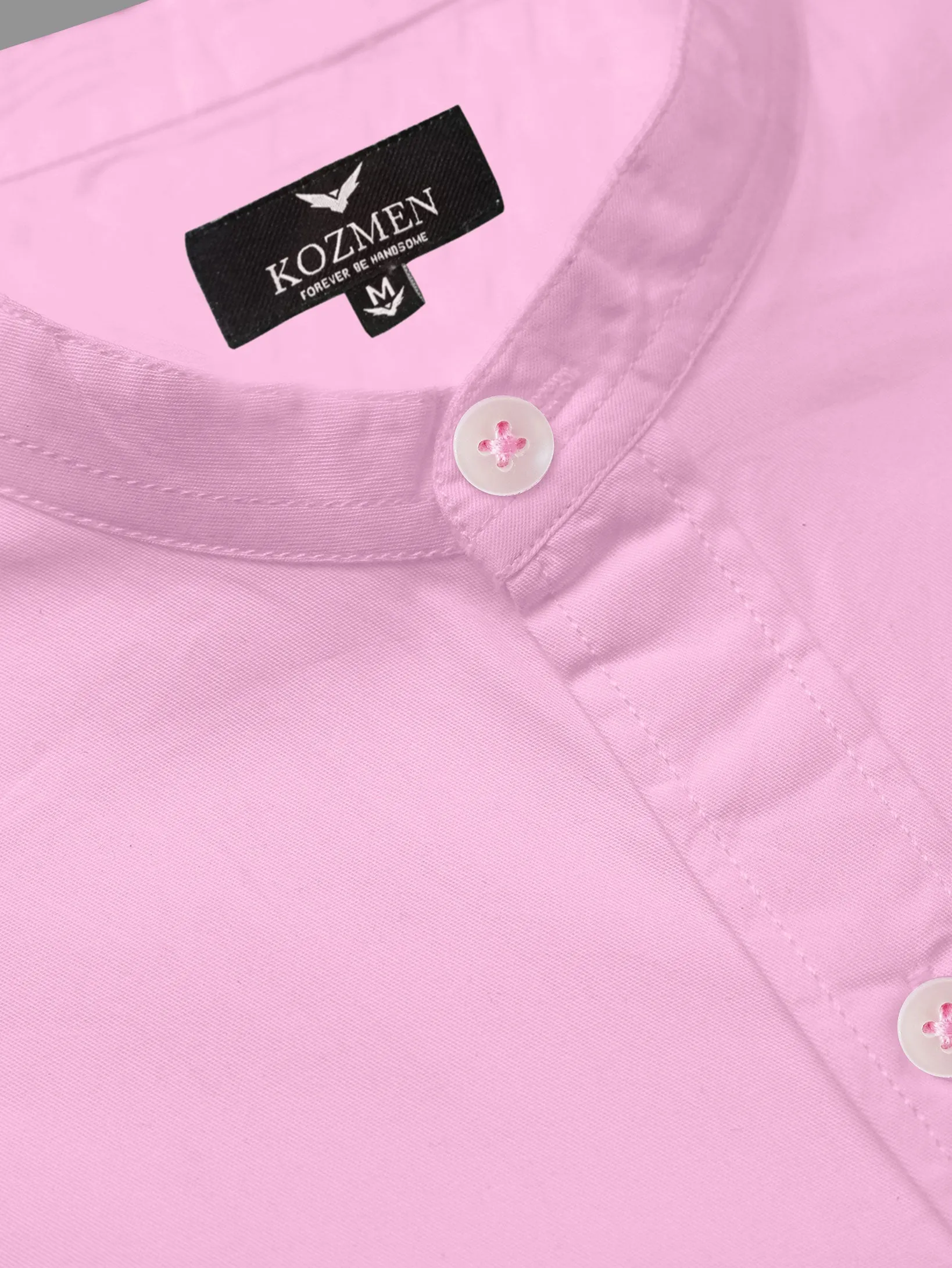 Blush Pink Premium Super Soft Solid Cotton Mandarin Collar Shirt