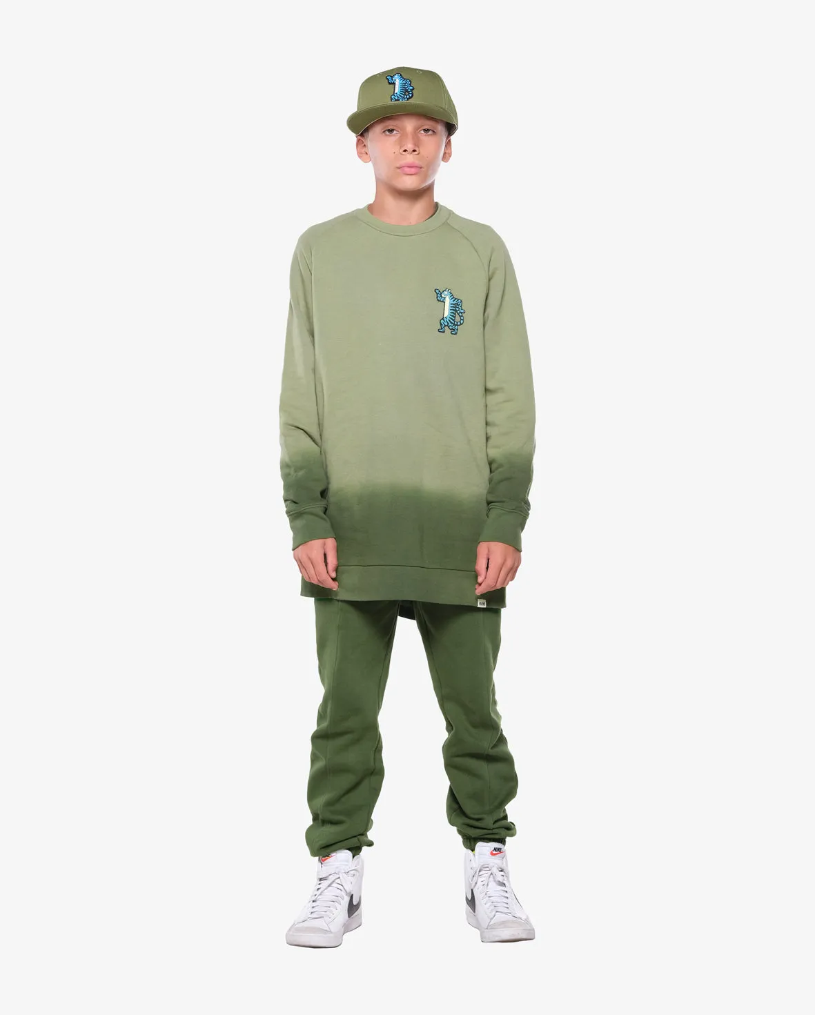 BOB Dancing Tiger Green Die Dye Raglan Crew