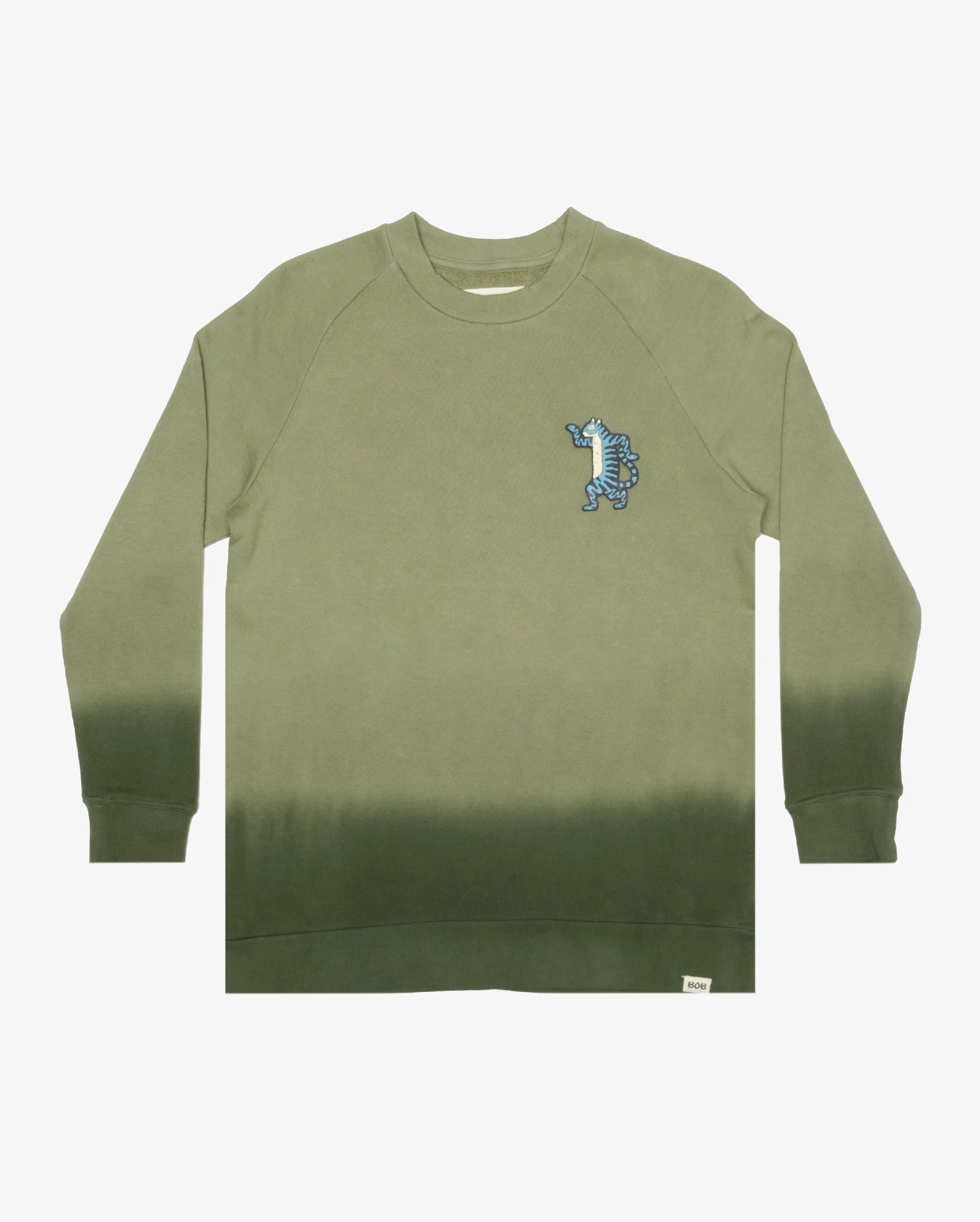 BOB Dancing Tiger Green Die Dye Raglan Crew