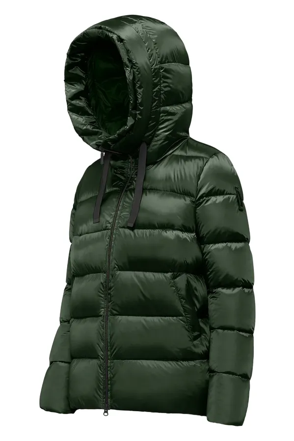 Bomboogie women's short down jacket with hood Rome GW6012TDLC3 307 forest green