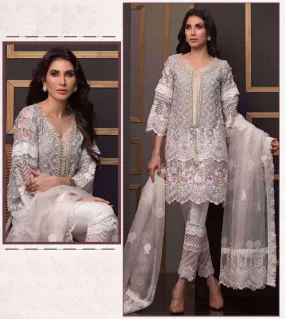 Butterfly Net with Heavy Embroidery and Hand Work Unstitched Pakistani Suits