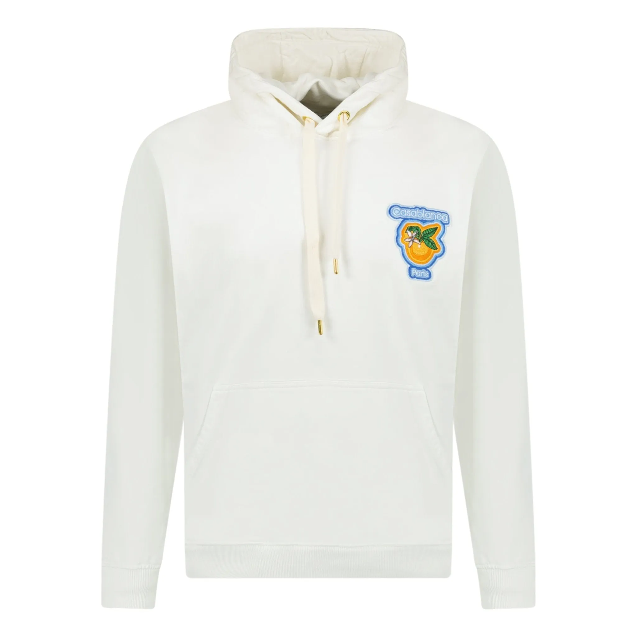 CASABLANCA  LOGO EMBROIDERED HOODED SWEATSHIRT CREAM