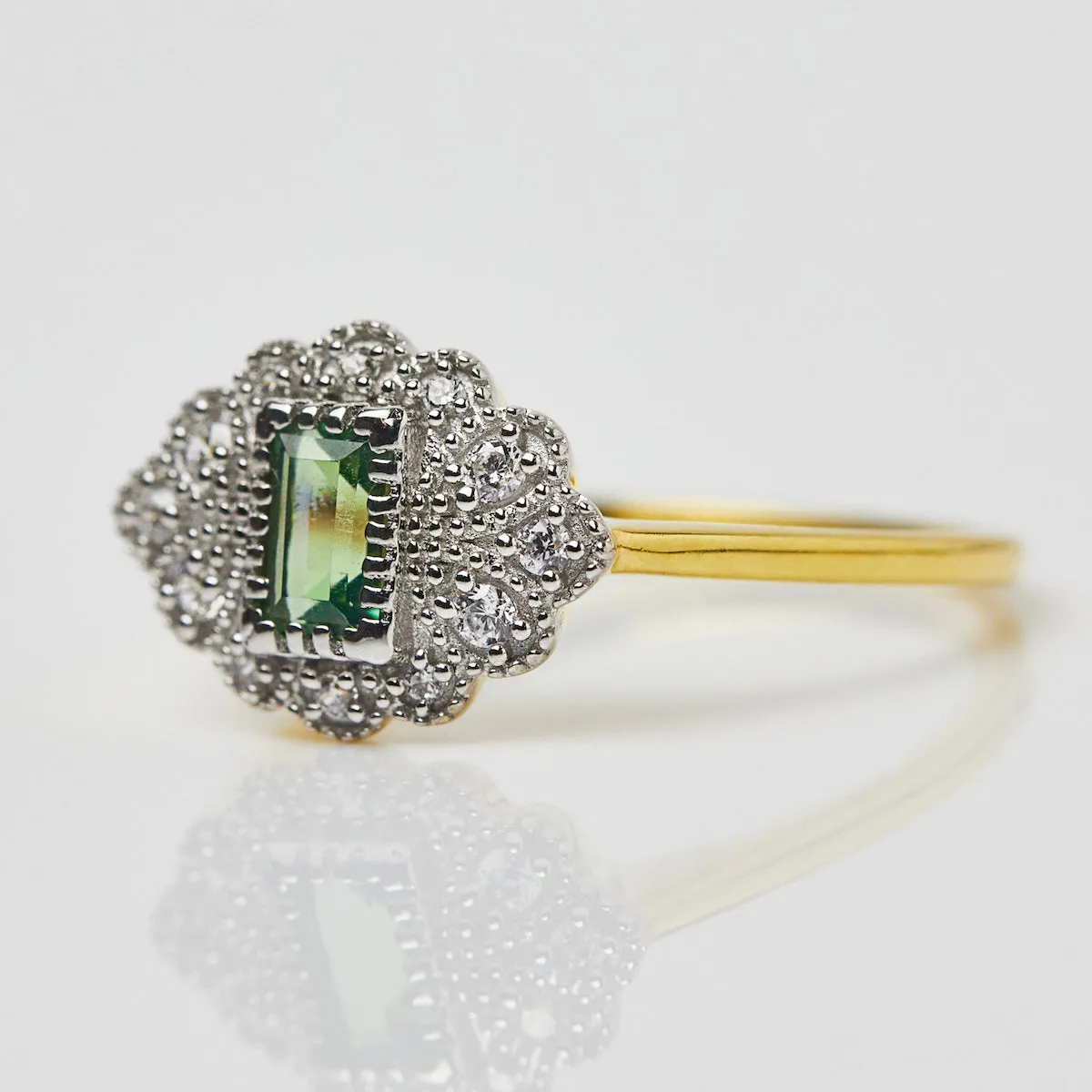 Celestial Fern Green Topaz Vintage Ring