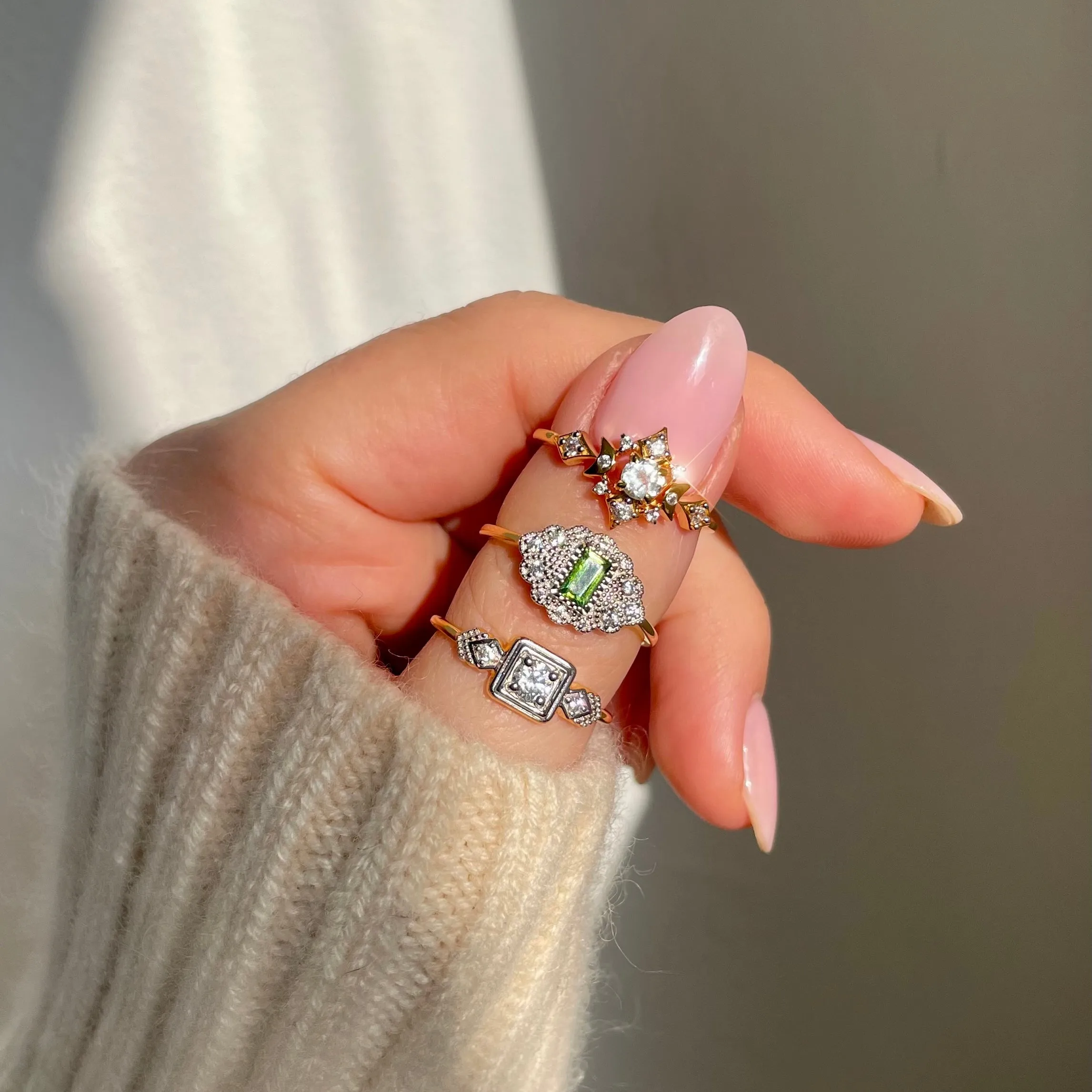 Celestial Fern Green Topaz Vintage Ring