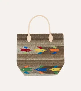 Chamula Brown Wool Hummingbird Blanket Tote