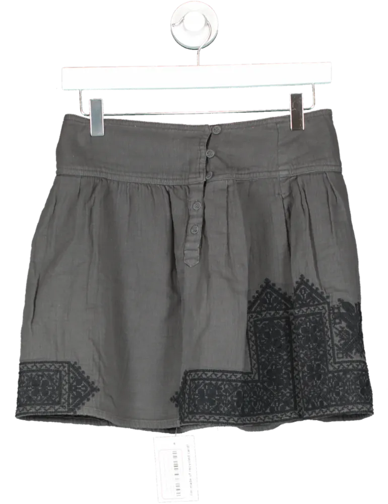 Comptoir Des Cotonniers Grey Cotton Mini Skirt With Embroidered Detail UK 6