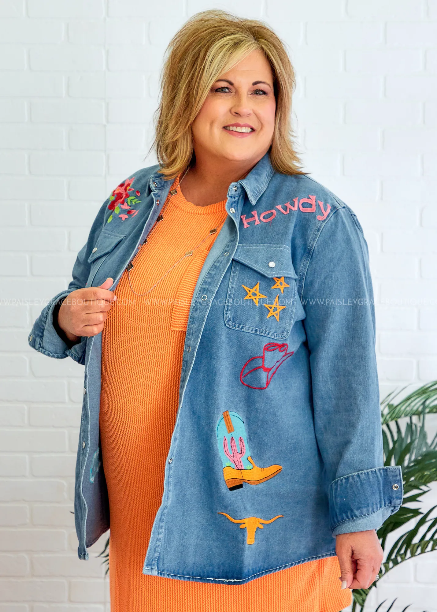 Cowgirl Charm Embroidered  Shacket by Layerz