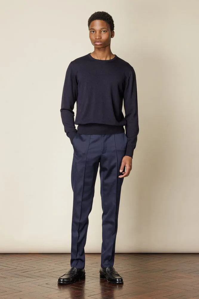 Crew Neck Merino Wool - Navy