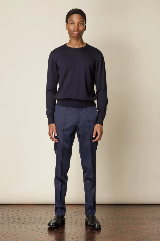 Crew Neck Merino Wool - Navy