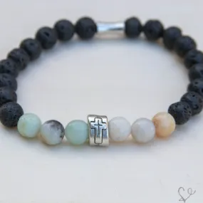 Cross Gemstone Essential Oil Diffuser Bracelet