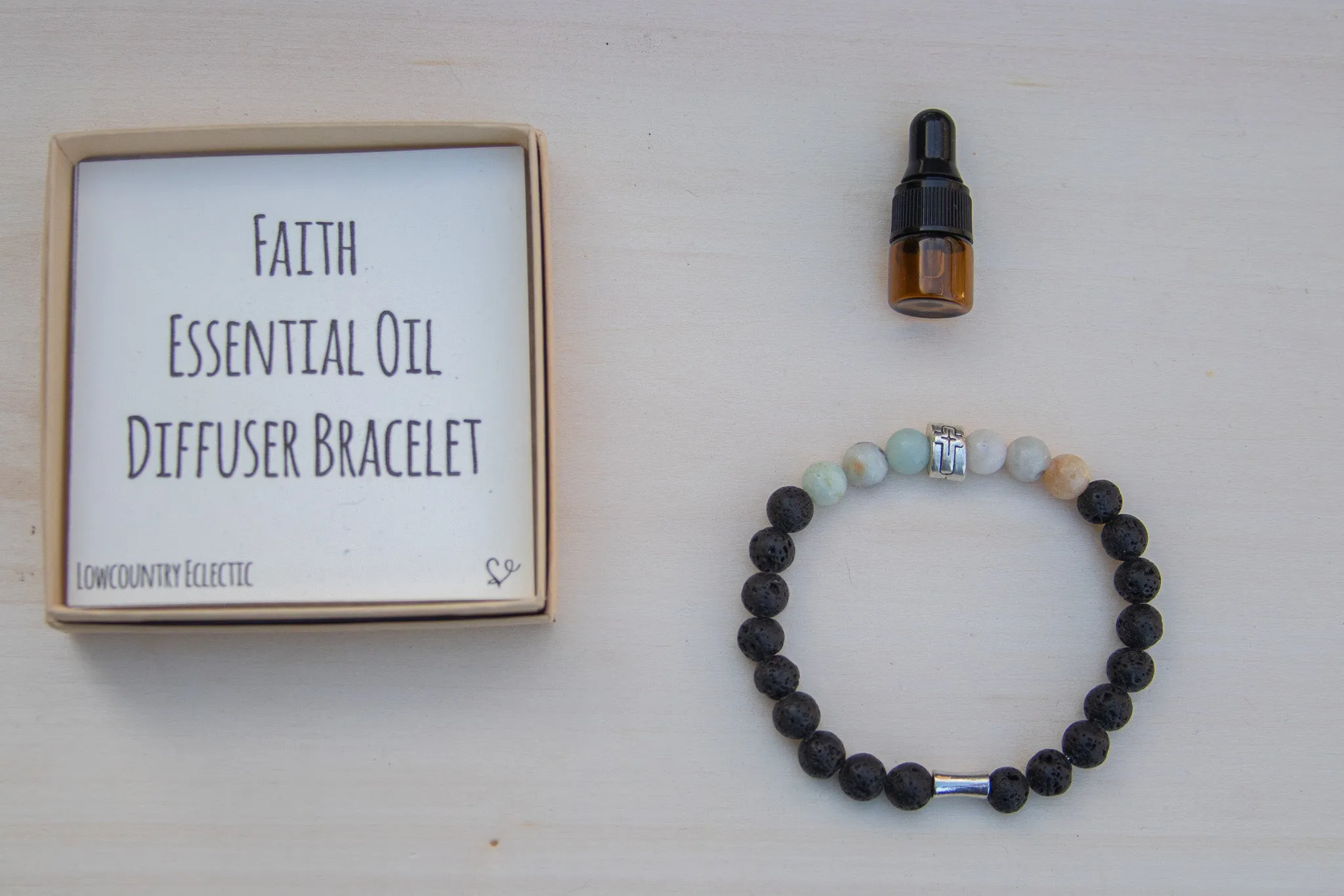 Cross Gemstone Essential Oil Diffuser Bracelet