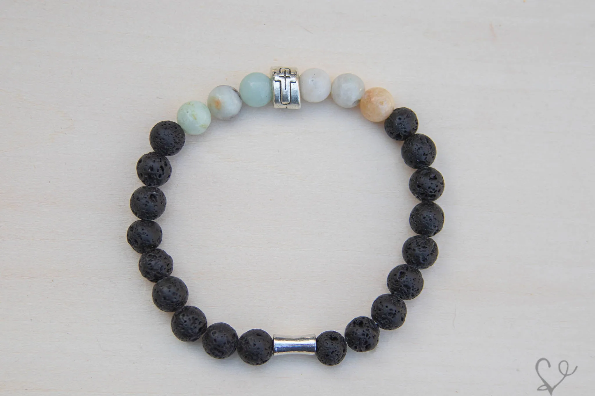 Cross Gemstone Essential Oil Diffuser Bracelet