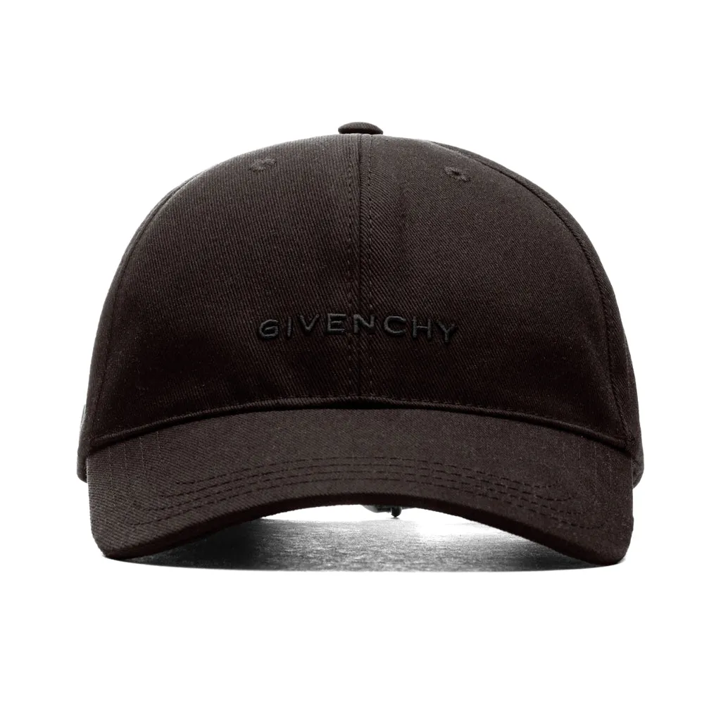 Curved Cap With Embroidered Logo - Chocolate